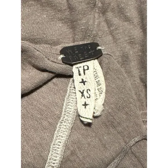 Free People We The Free Hemp Womens Brown Dylan Tee Bunny Scoop Neck Size XS - Picture 7 of 8